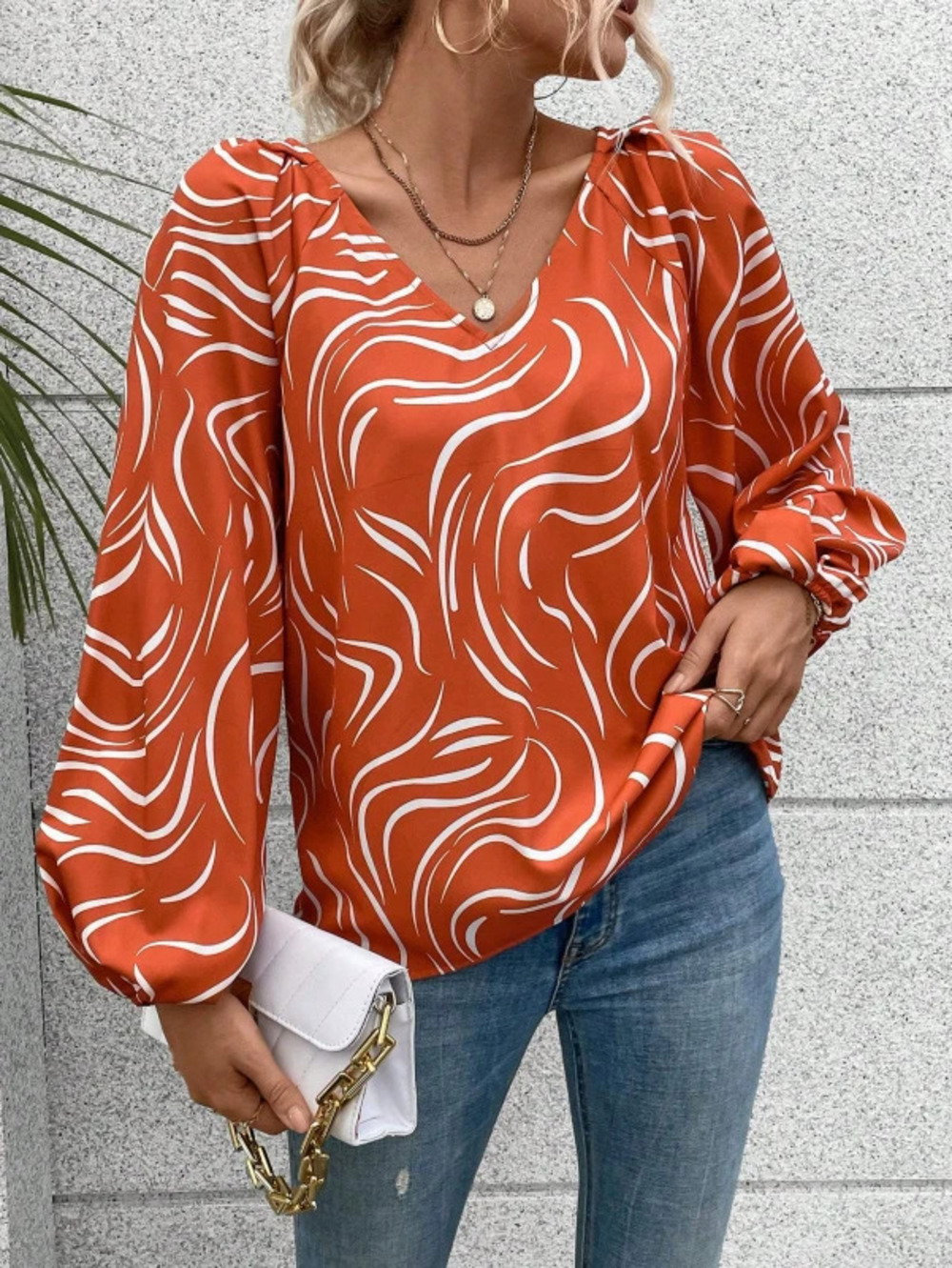 ZARA Collared Puff Sleeve Long Sleeve Blouse